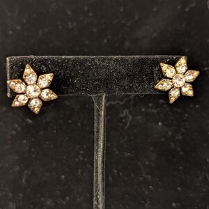 Gold and Silver Flower Stud Earrings